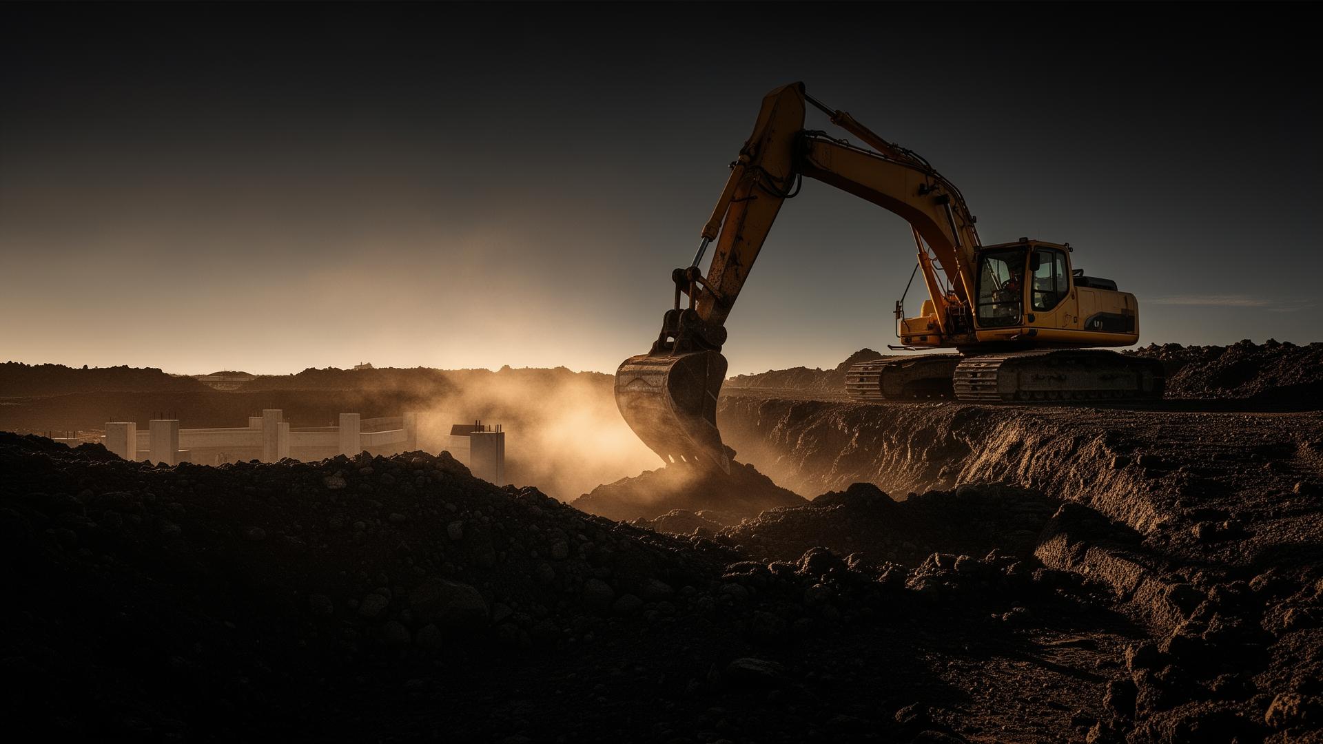 Excavator grading a residential job site